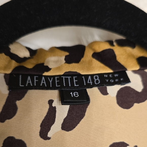 Lafayette 148 New York Black and Cream Long Sleeve Button Down Shirt - Picture 2 of 14